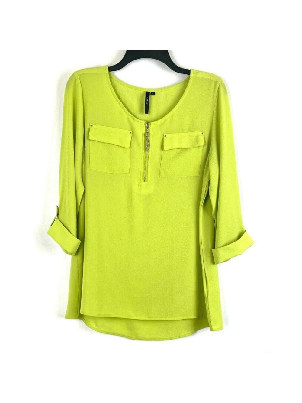 Cathy‎ Women Roll-Up Sleeve Pullover Top Blouse Size M